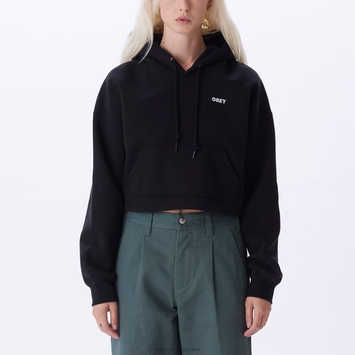 μαύρος είδη ένδυσης 686F707 OBEY κουκούλα πουλόβερ με τολμηρό λογότυπο γυναίκες