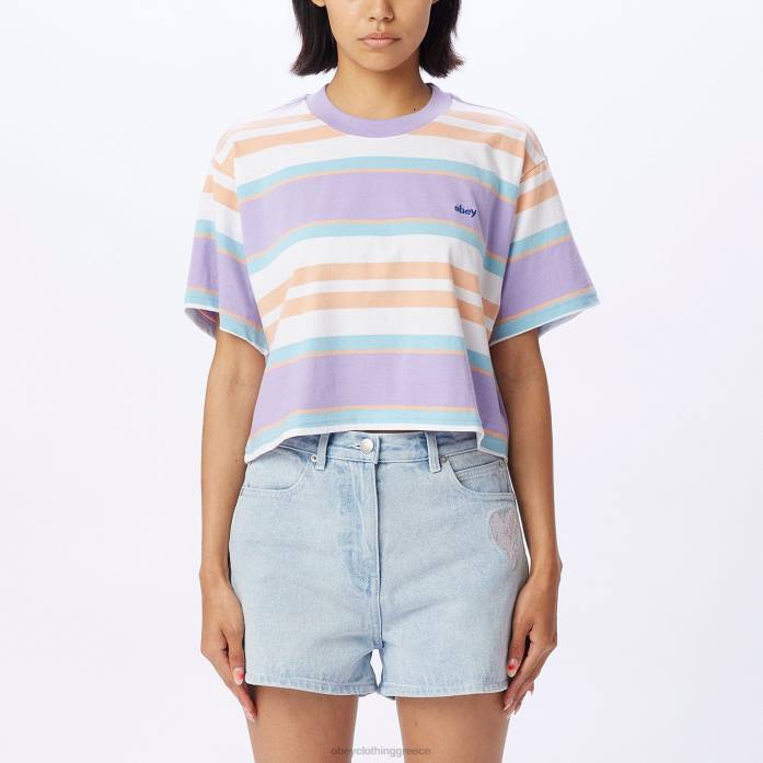 ψηφιακή λεβάντα πολυ είδη ένδυσης 686F727 OBEY cropped μπλουζάκι με ρίγες ariella γυναίκες