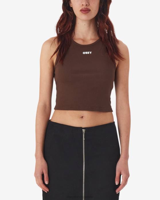 σκούρο καφέ είδη ένδυσης 686F621 OBEY bold iii rib tank γυναίκες