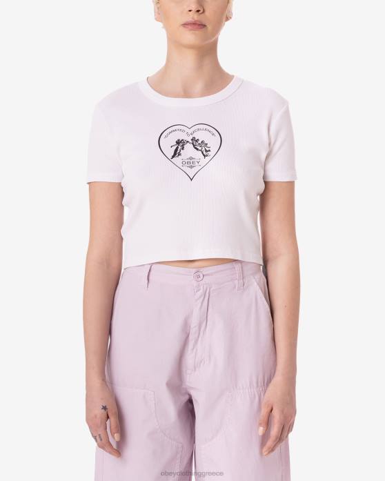 άσπρο είδη ένδυσης 686F602 OBEY δεσμευμένη στην αριστεία cropped rib t-shirt γυναίκες