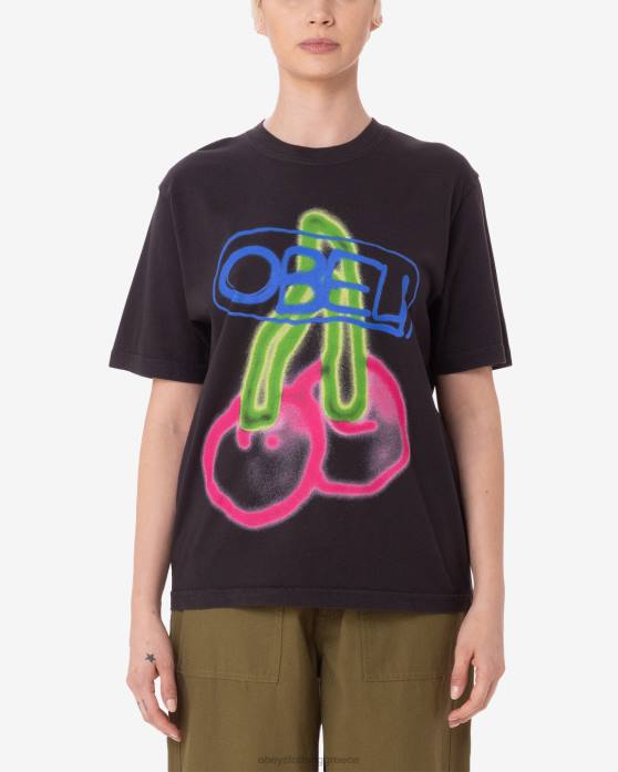 pigment ψηφιακό μαύρο είδη ένδυσης 686F612 OBEY μπλουζάκι fuzzy pigment κερασιού γυναίκες