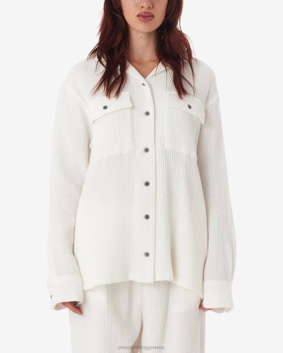 σιωπηλό λευκό είδη ένδυσης 686F554 OBEY πουκάμισο από βάφλα καμίλ γυναίκες