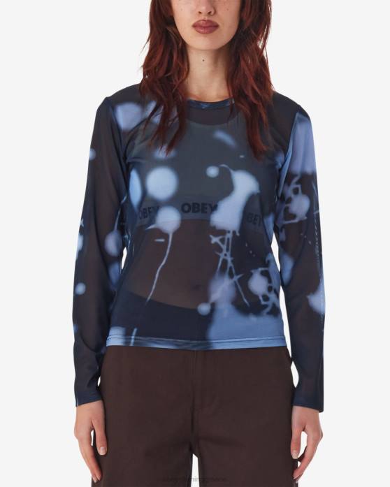 σκονισμένο ναυτικό πολυ είδη ένδυσης 686F558 OBEY donnie mesh ls knit γυναίκες