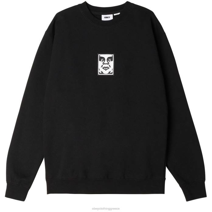 μαύρος είδη ένδυσης 686F1000 OBEY εικονίδιο εξαιρετικά βαρύ λαιμόκοψη άνδρες