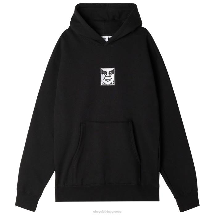 μαύρος είδη ένδυσης 686F993 OBEY εικονίδιο πολύ βαριά κουκούλα πουλόβερ άνδρες