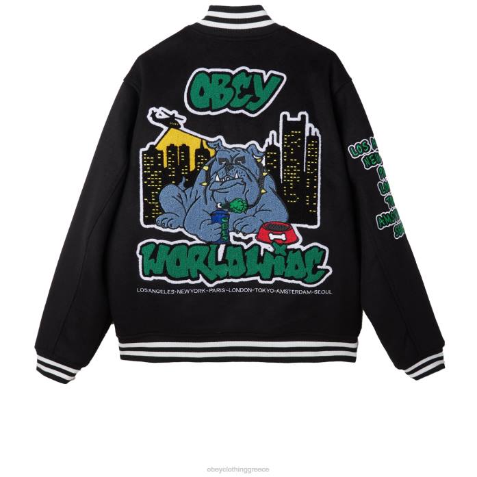 μαύρος είδη ένδυσης 686F811 OBEY roll call πανεπιστημιακό μπουφάν άνδρες