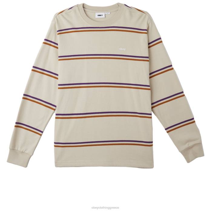 ασημί γκρι μούλτι είδη ένδυσης 686F789 OBEY λωρίδα warren ls πλεκτό άνδρες