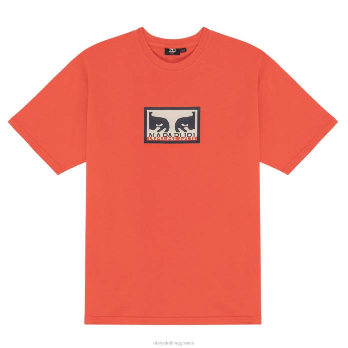 κόκκινο της φωτιάς είδη ένδυσης 686F839 OBEY X NAPAPIJRI μπλουζάκι βαρέων βαρών μπλουζάκι άνδρες