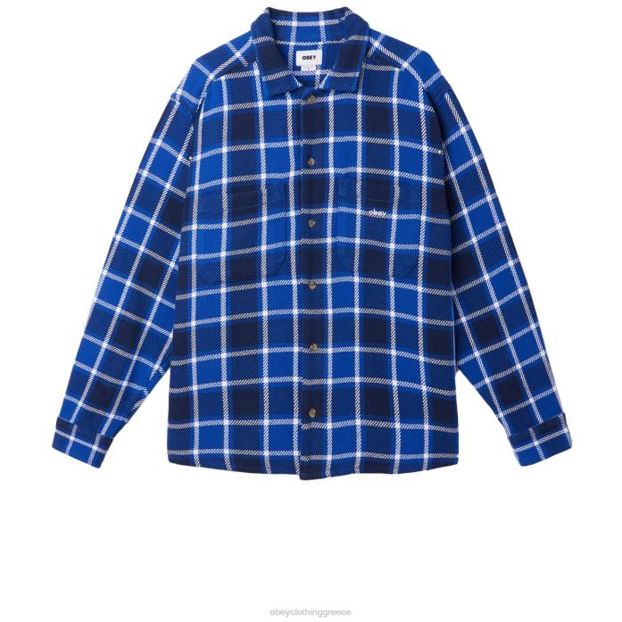 surf blue multi είδη ένδυσης 686F756 OBEY μεγάλο καρό πουκάμισο άνδρες