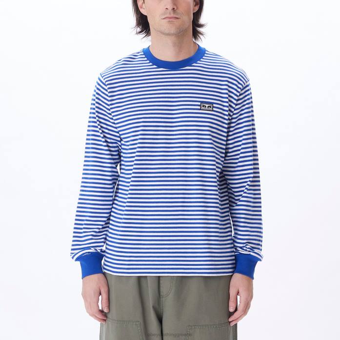 surf blue multi είδη ένδυσης 686F792 OBEY καθιερωμένες δουλειές μάτια ls strip t-shirt άνδρες