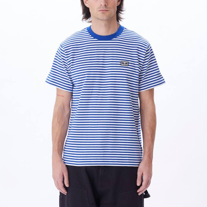 surf blue multi είδη ένδυσης 686F796 OBEY καθιερωμένες δουλειές μπλουζάκι με ρίγες μάτια άνδρες