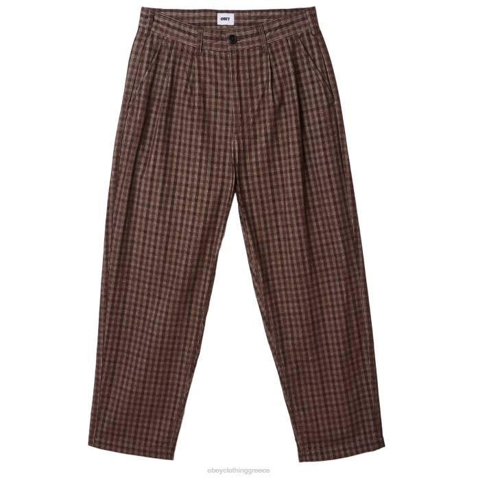 καφέ πολυ είδη ένδυσης 686F932 OBEY φουμπαρ πλισέ καρό παντελόνι κορδόνι άνδρες