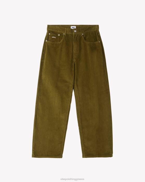 βρύα πράσινο είδη ένδυσης 686F21 OBEY μεγάλο φαρδύ κοτλέ παντελόνι άνδρες