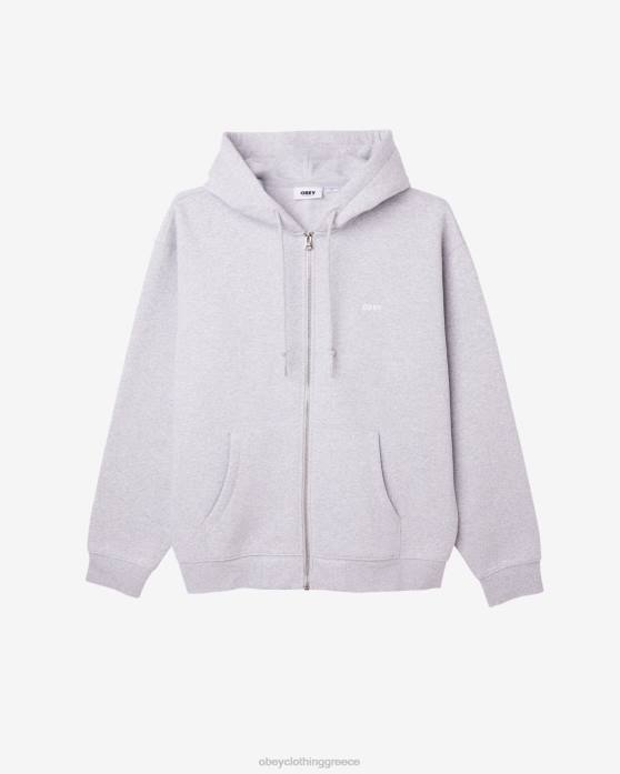 τέφρα γκρι είδη ένδυσης 686F199 OBEY εκ. λειτουργεί με έντονη φερμουάρ κουκούλα άνδρες