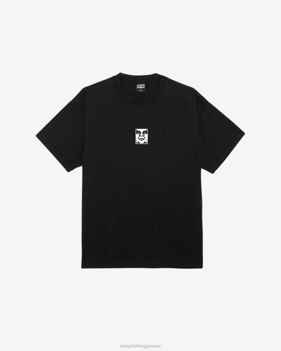 jet black είδη ένδυσης 686F277 OBEY εικονίδιο βαρέων βαρών μπλουζάκι άνδρες