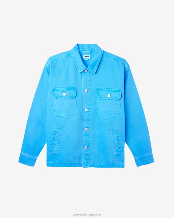 χρωστική γαλλική μπλε είδη ένδυσης 686F239 OBEY σακάκι πουκάμισο division άνδρες