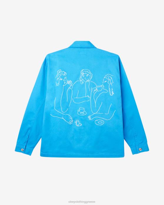 γαλλικό μπλε είδη ένδυσης 686F243 OBEY απογευματινό πουκάμισο μπουφάν άνδρες