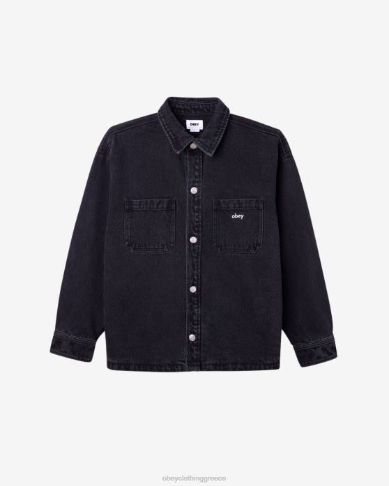 ξεθωριασμένο μαύρο είδη ένδυσης 686F245 OBEY σακάκι πουκάμισου Winston άνδρες