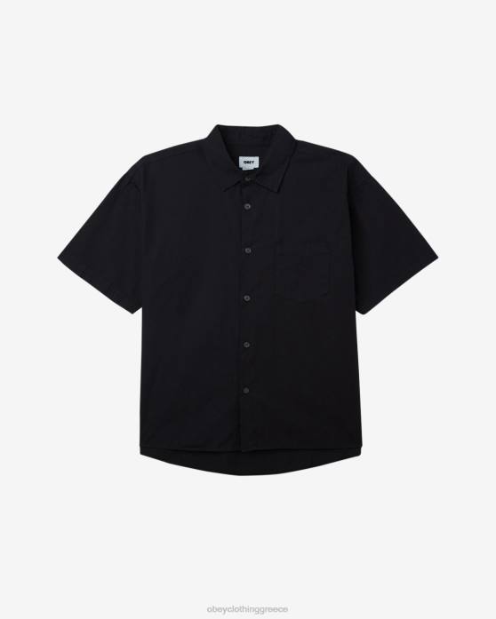 pigment vintage μαύρο είδη ένδυσης 686F146 OBEY πουκάμισο με χρωστική ουσία άνδρες