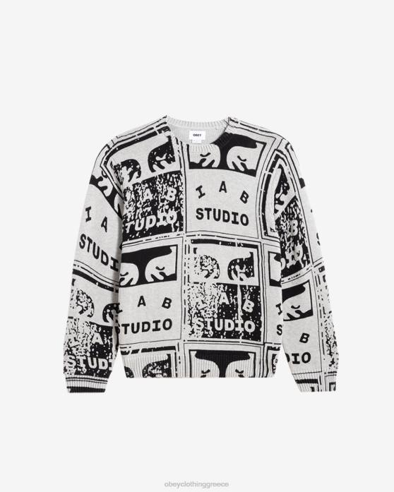 ερείκη γκρι πολυ είδη ένδυσης 686F265 OBEY ξεθωριασμένες αφίσες πουλόβερ άνδρες